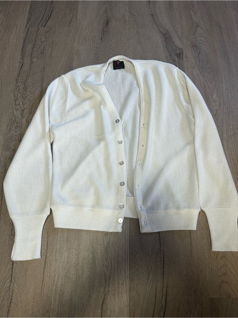 Vintage White Button-Up Knit Cardigan